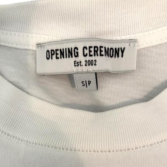 Opening Ceremony white ruching asymmetrical short sleeve top size S - Picture 4 of 4